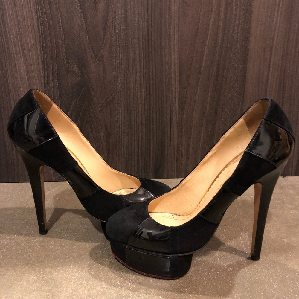 Charlotte Olympia black stripes platform
